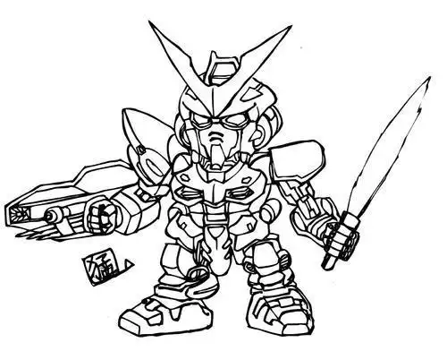笔画迷你高达画简笔画简笔画 手绘 线稿 290231机动战士高达简笔画q版