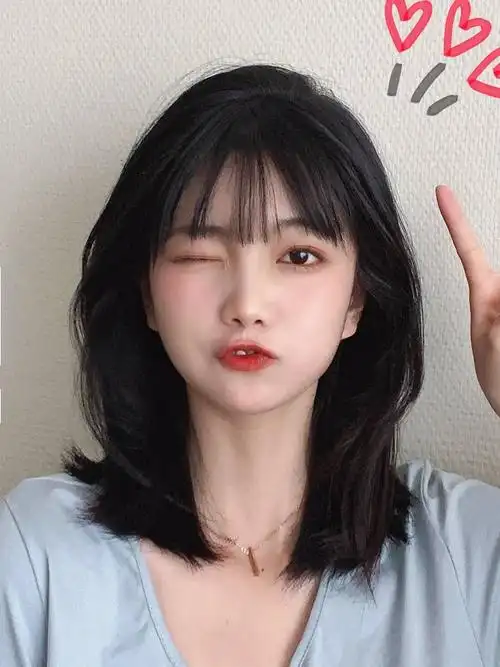 假发女中长锁骨发空气刘海网红长直发内扣辛芷蕾短发自然全头套式