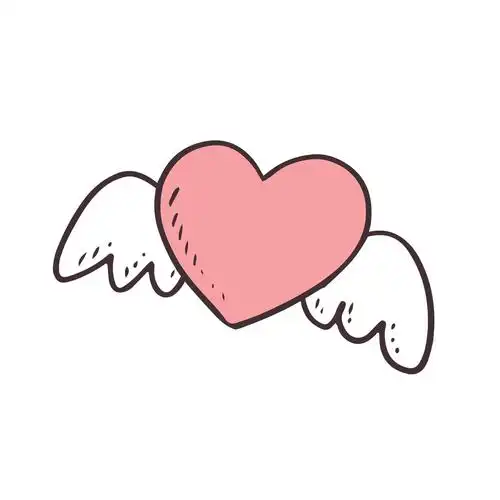 粉色手绘卡通爱心翅膀元素gif爱心元素