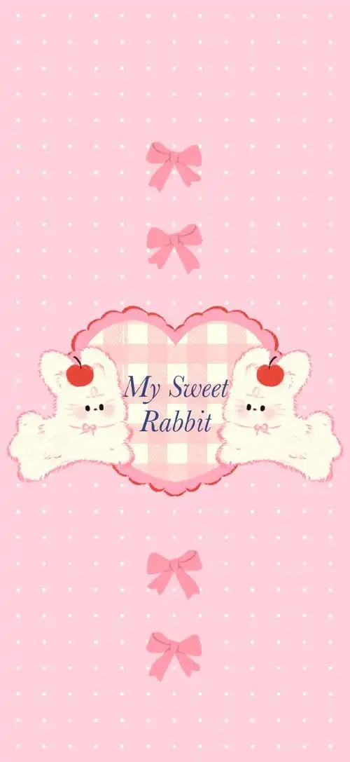 93小兔子粉色少女心手机壁纸9190