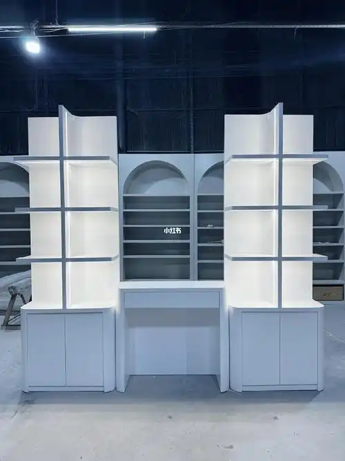 美容院产品陈列柜化妆品展示柜化妆台操作台