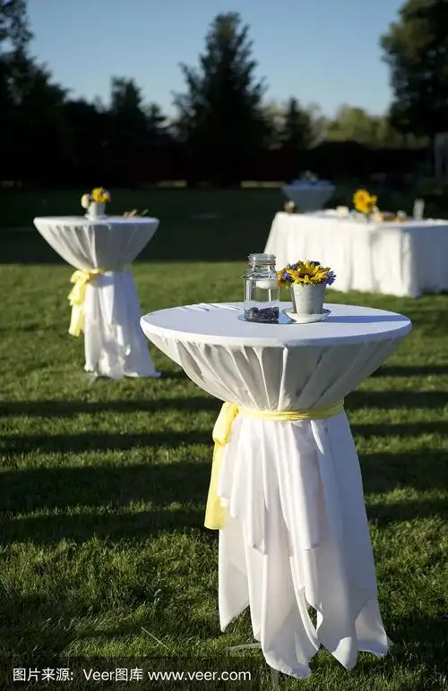 户外接待处的鸡尾酒桌