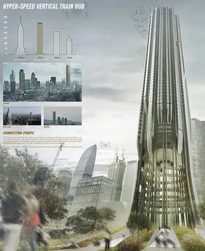 超速垂直列车枢纽:2075年的未来火车站
