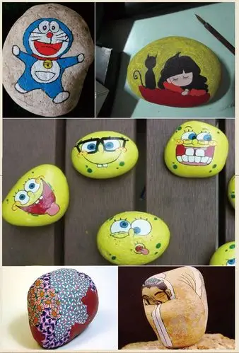 鹅卵石益智模型玩涂鸦彩绘艺术儿童学习绘画文具启蒙练习套装礼盒