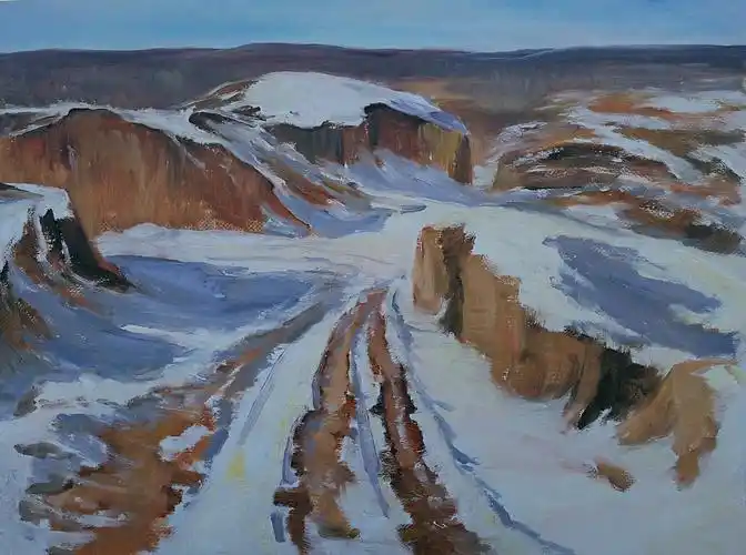 春雷老师醉美雪景油画作品分享