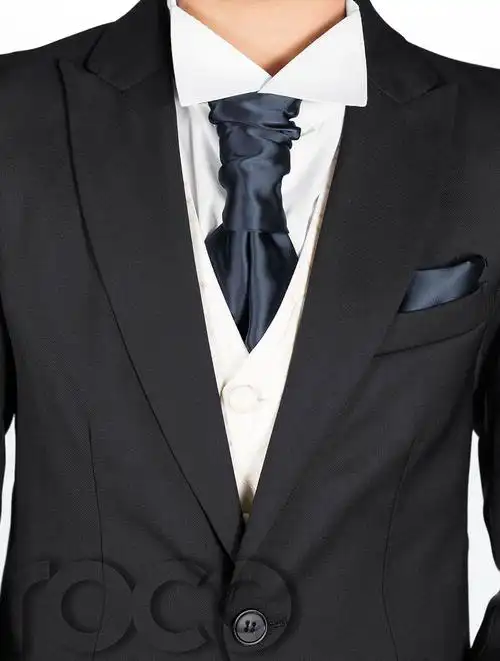 boys black suit, page boy suits, boys morning suit, boys cravat