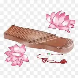 古风主题水墨画古琴插画