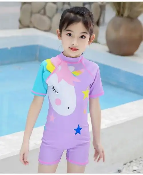 细偲曼新品小朋友的游泳衣女童中小童小学生小女孩泳衣套装可爱网红