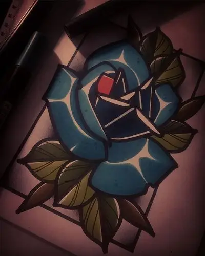 oldschool玫瑰纹身图案