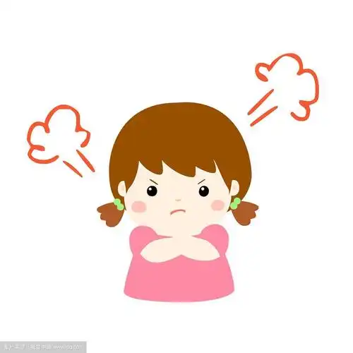 可爱的卡通愤怒的女孩角色