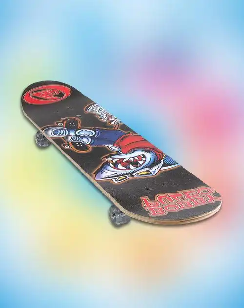 中性童款彩色大白鲨双面印花滑板