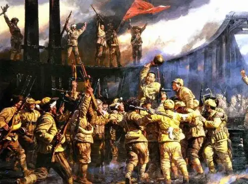 平津战役解放军会师油画2