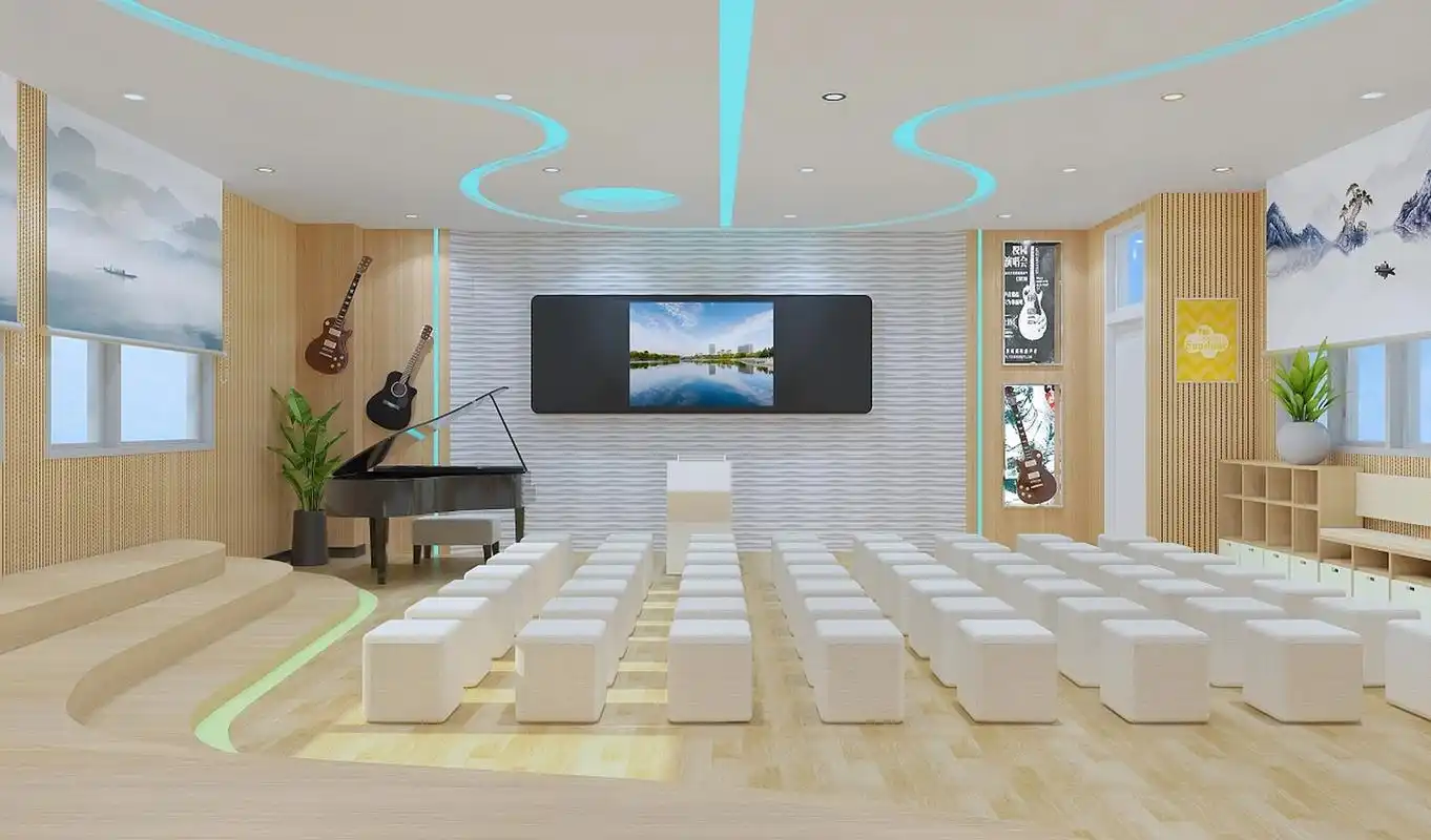 中小学音乐室设计应考虑以下几个方面:  1.