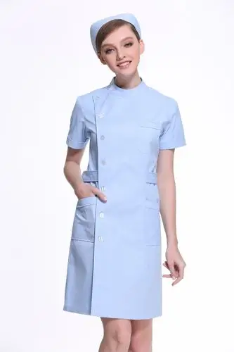 护士服长袖冬装白大褂短袖蓝色修身偏襟立领美容师工作服品质定制款