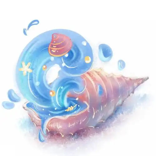 绚丽的贝壳海螺手绘插画1189617免抠图片素材