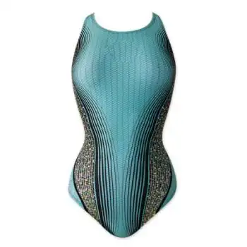 女士白色竞技比赛三角连体游泳衣三角连体游泳衣 孔雀蓝 m(85)