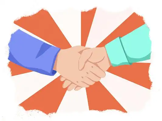 劳动节握手合作卡通png素材元素