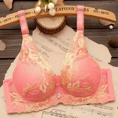 奢华刺绣性感深v薄款聚拢可插片调整型文胸