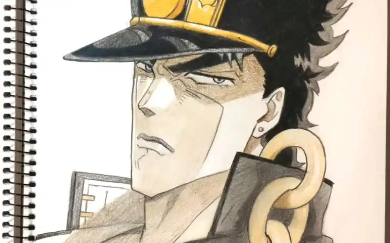【手绘过程】彩铅画第三代jojo空条承太郎.