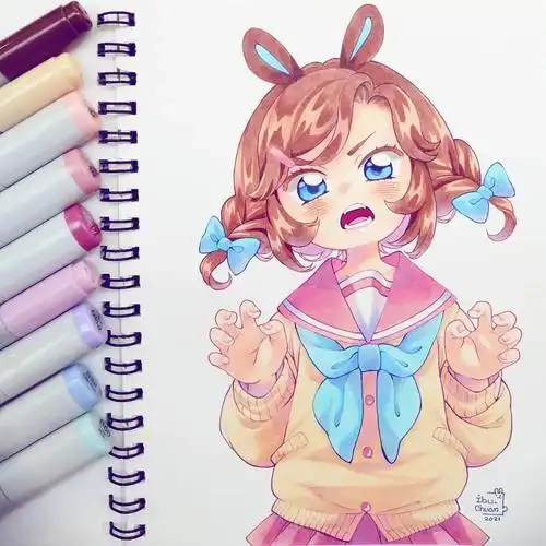 18岁小姐姐笔下q萌的二次元简笔人物 q版动漫人物 二次元 萌系少女