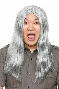 中分长直发男女 银白色假发 万圣节cos假发搞笑演出发套 舞台演出