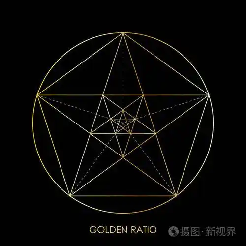 五角星五角星黄金分割斐波那契号几何形状抽象矢量背景向量