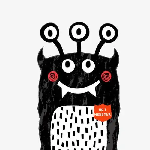 黑色小怪兽,图案设计,路齿怪兽,可爱