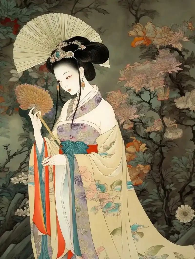 ai画出来的杨玉环是什么样的?只是告诉ai唐代,杨玉环,工笔 - 抖音