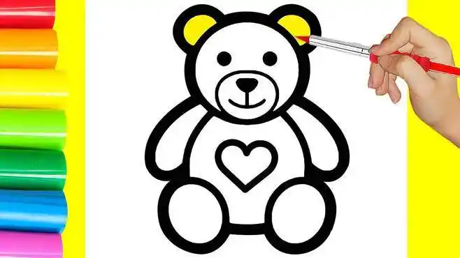 好可爱的一只小熊,帮它涂上美丽的颜色吧!