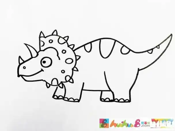 如何画恐龙简笔画三角龙