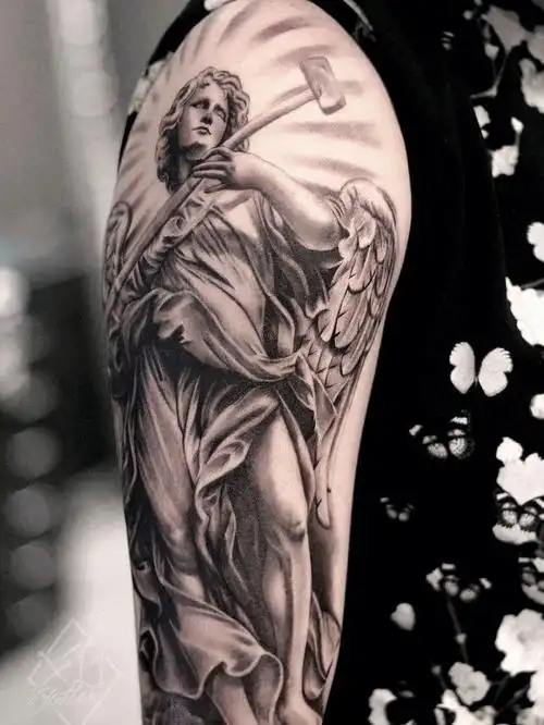 纹身设计  #天使纹身 #写实纹身 #欧美纹身 #花臂 #纹身图案 #罗湖