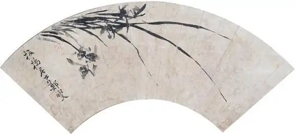 郑板桥兰草扇面