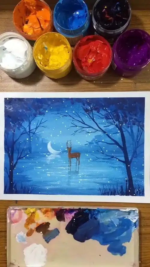 蓝色调水粉画,喜欢的朋友点赞支持下!