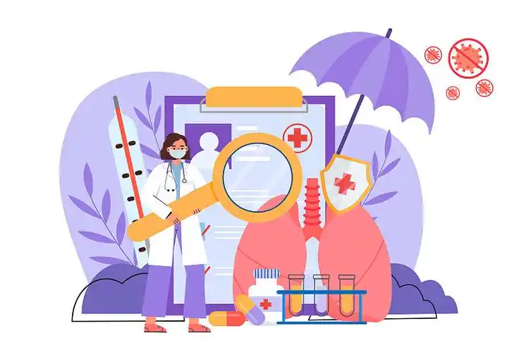 呼吸科医生做肺部检查矢量插画图片下载