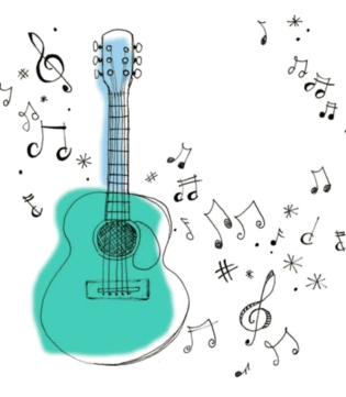 卡通吉他音乐音符插画