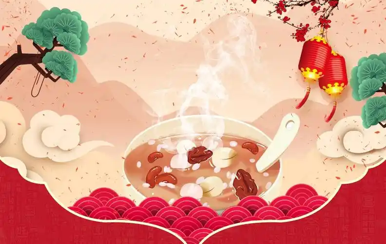 中国风装饰食品年货腊八节新年节日海报背景