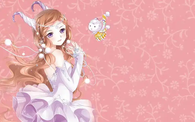 卡通美女电脑桌面壁纸下载手绘卡通美女甜美美女长发美女