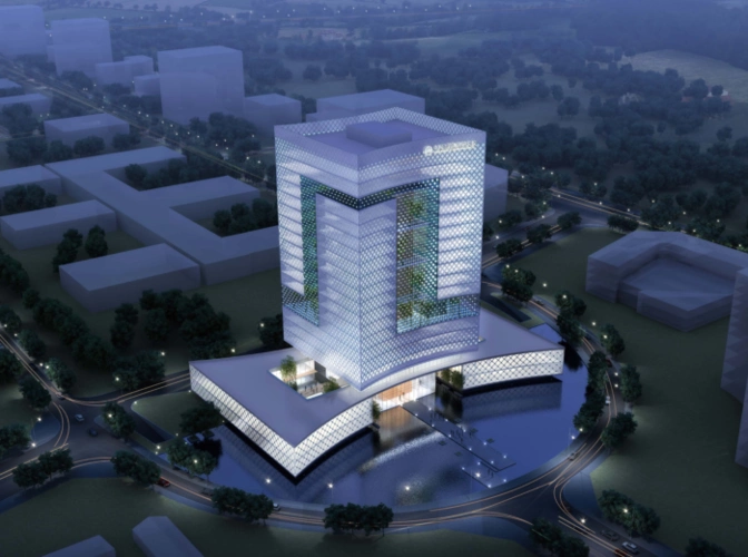 本项目定位为科研办公综合大楼,力求成为科技创新基地周围范围内标志