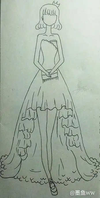 公主裙子简笔画素描