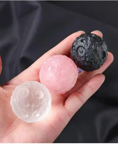天然水晶月球陨石模型原石矿石标本科普摆件手工雕刻把玩收藏装饰