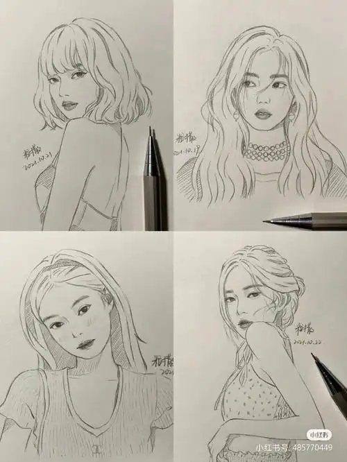 blackpink 铅笔绘画(搜的图,自认为好看