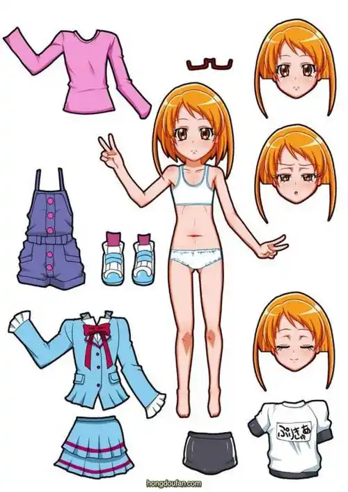 穿红色洋装的公主贴纸换装a4打印图片下载