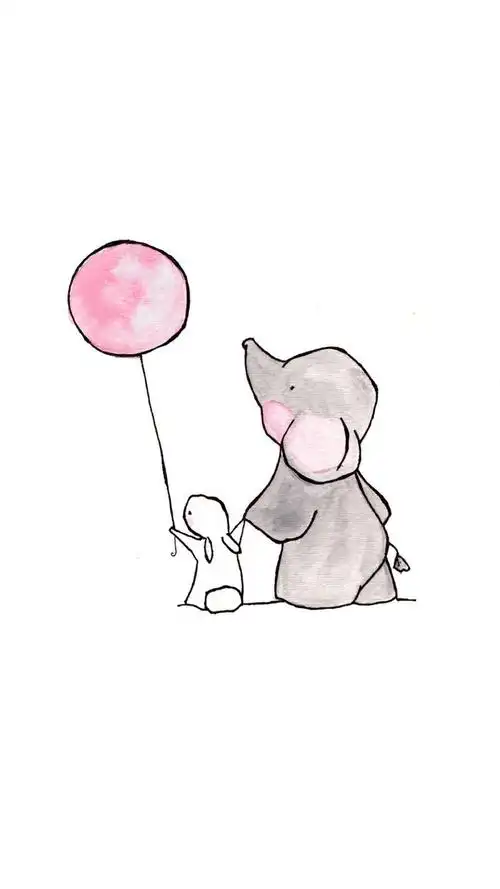 小象小兔萌萌哒放气球温暖瞬间键盘壁纸