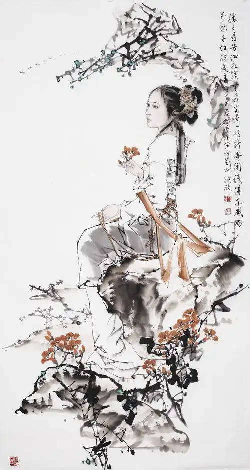 纪映欣写意仕女画【宋】朱熹《春日》诗意图