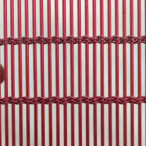 红色屏风网格隔断网帘幕墙装饰不锈钢丝网招牌门头金属丝网铁丝网