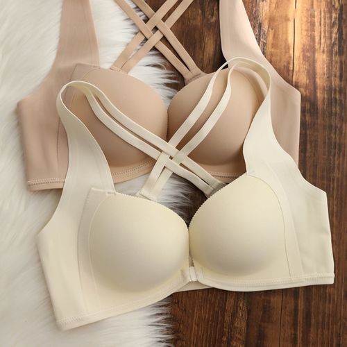 日本美背前扣聚拢文胸调整型无痕小胸显大无钢圈运动内衣女背心式