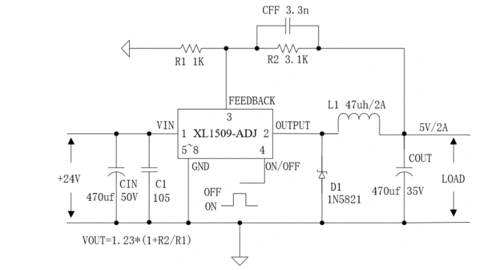 xl1509-5.0e1广告机稳压芯片