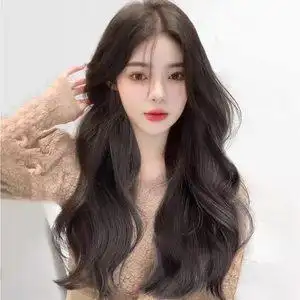 假发女中分八字刘海长卷发日常自然全头套式气质修脸大波浪假发套