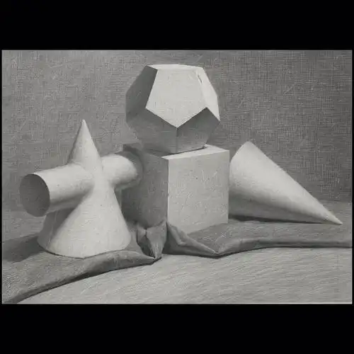 绘画  #我的日常  #美术  #素描石膏几何体  #美术生的日常  #我的