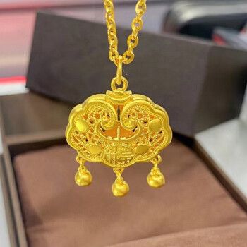 蒂鹅老凤凰黄金项链999足金平安锁包项链福字花丝长命锁骨链生日礼物